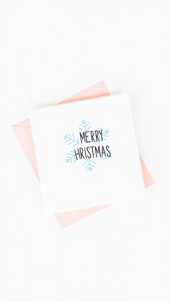 Minimalist Christmas card with snowflake design and 